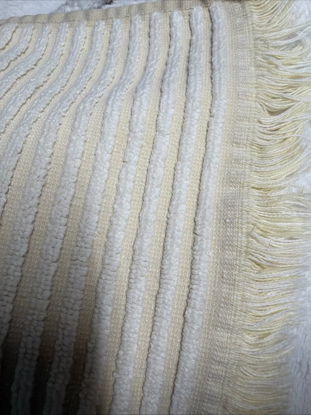 BIANCA Cream Ribbed 100% Cotton bath towel 26.5”x 54” luxurious